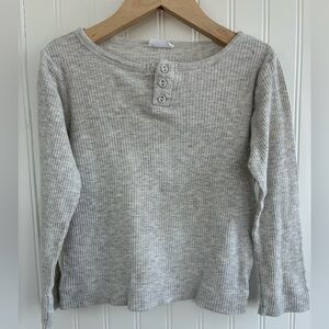 Jamie Kay Light Gray Ribbed Henley Long Sleeve Top